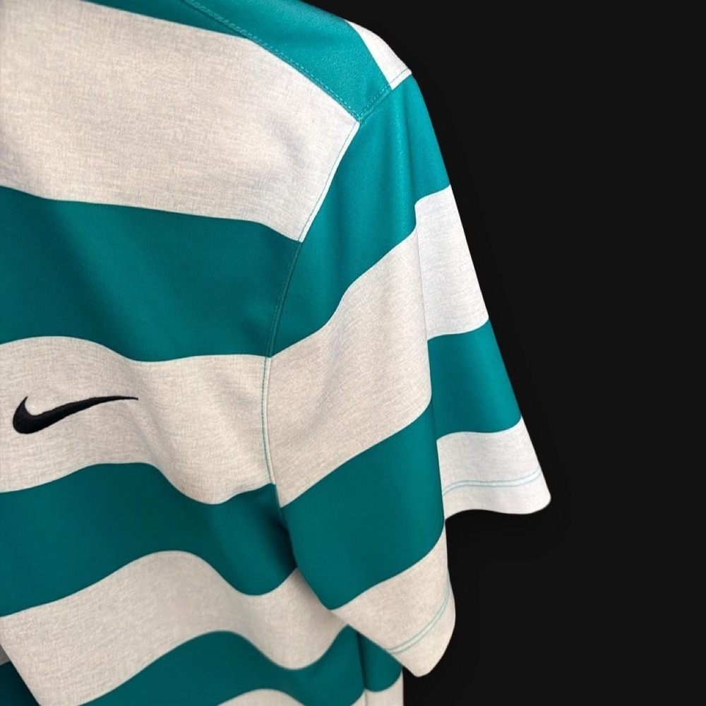 Men's NIKE GOLF Dri-Fit Standard Polo Shirt XL Aqua Green & Gray With Logo - Picture 5 of 7